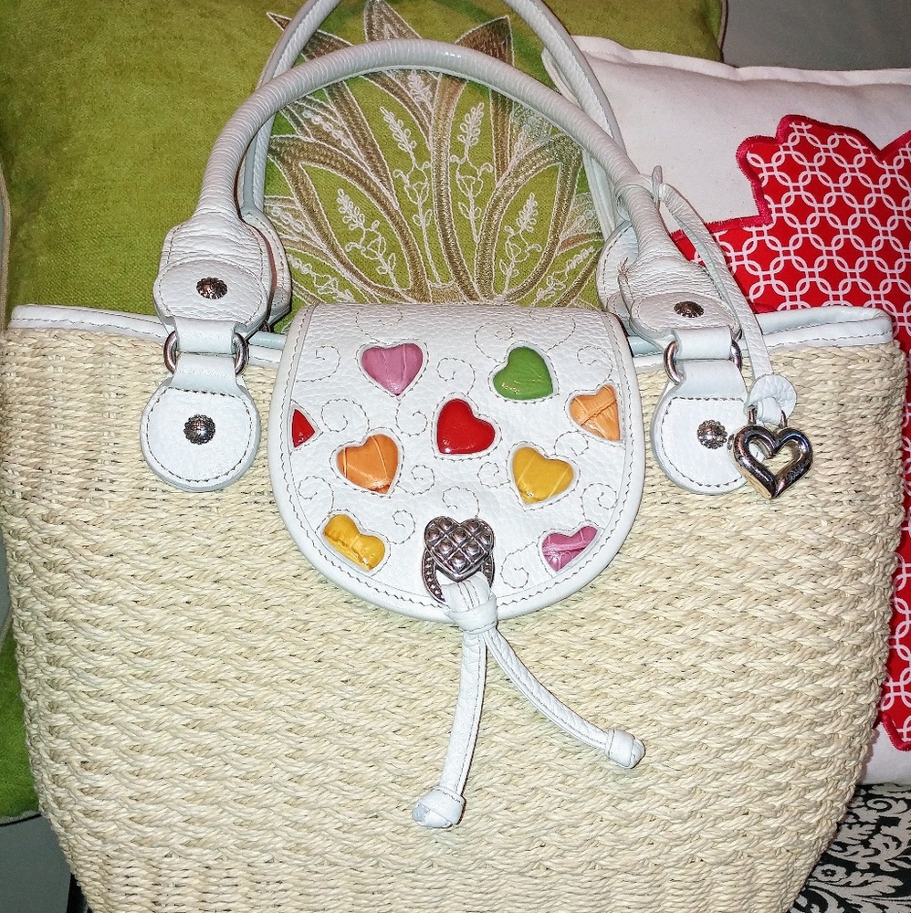 Brighton Straw Handbag with Hearts